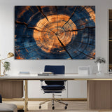 18975622-MGV-CV-36X24-Burnt Wood Wall Art Canvas Print, Framed Aged Timber Art Picture Print, Rustic Tree Slice Perfect Rustic Decor Artwork for Home,