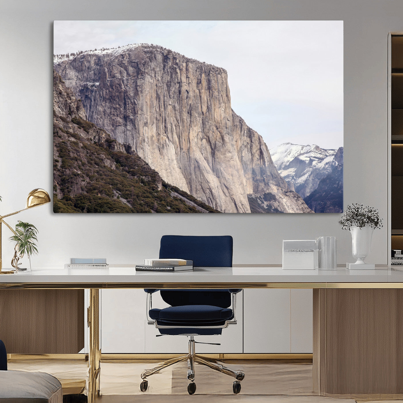 74506434-MGV-CV-36X24-El Capitan Wall Art Canvas Print, Framed Yosemite Cliff Art Picture Print, Sierra Nevada Perfect Sierra Minimalism Decor Artwork