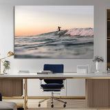 58502923-MGV-CV-36X24-Wave Rider Wall Art Canvas Print, Framed Ocean Wave Art Picture Print, Riding Surf Perfect Sunset Surf Decor Artwork