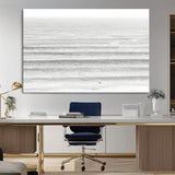66534476-MGV-CV-36X24-Lone Surfer Wall Art Canvas Print, Framed Ocean Waves Art Picture Print, Minimal Sea Perfect Minimal Coastal Decor Artwork