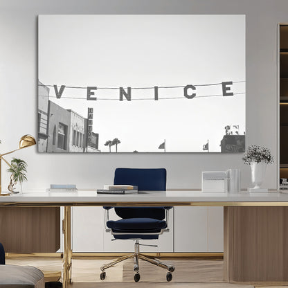 68254589-MGV-CV-36X24-Venice Sign Wall Art Canvas Print, Framed Venice Letters Art Picture Print, Los Angeles Perfect Minimalist Urban Decor Artwork