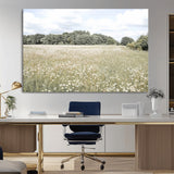 43258946-MGV-CV-36X24-Daisy Field Wall Art Canvas Print, Framed Pastel Flower Art Picture Print, Meadow Bloom Perfect Scandinavian Minimalist Decor