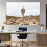 96147924-MGV-CV-36X24-Saguaro Cactus Wall Art Canvas Print, Framed Desert Cactus Art Picture Print, Earthy Desert Perfect Southwestern Boho Decor