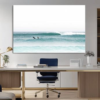 56345117-MGV-CV-36X24-Minimalist Surfing Wall Art Canvas Print, Framed Ocean Waves Art Picture Print, Soft Ocean Perfect Minimalist Coastal Decor