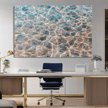 26580287-MGV-CV-36X24-Clear Water Wall Art Canvas Print, Framed Sunlit Ripples Art Picture Print, Ocean Texture Perfect Modern Coastal Decor Artwork