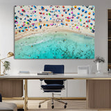 76172085-MGV-CV-36X24-Tropical Shoreline Wall Art Canvas Print, Framed Beach Relaxing Art Picture Print, Aerial Summer Perfect Coastal Vibrant Decor