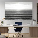47305203-MGV-CV-36X24-Monochrome Ocean Wall Art Canvas Print, Framed Moody Ocean Art Picture Print, Calm Ocean Perfect Minimalist Coastal Decor Artwork