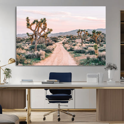 12540952-MGV-CV-36X24-Joshua Tree Park Wall Art Canvas Print, Framed Desert Road Art Picture Print, Sunset Drive Perfect Southwestern Boho Decor Artwork