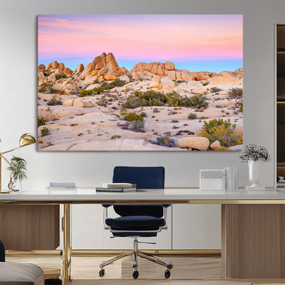 96167137-MGV-CV-36X24-Vibrant Sunset Sky Wall Art Canvas Print, Framed Joshua Tree Art Picture Print, Rugged Terrain Perfect Southwestern Boho Decor