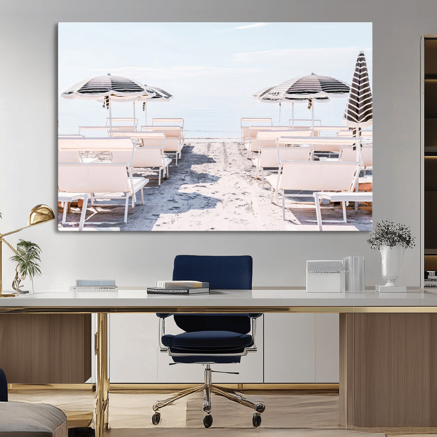 67623952-MGV-CV-36X24-Minimalist Beach Wall Art Canvas Print, Framed Pastel Sand Art Picture Print, Beach Aesthetic Perfect Coastal Minimalist Decor