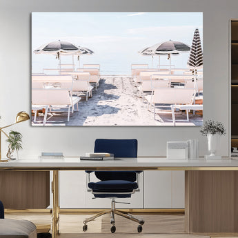 67623952-MGV-CV-36X24-Minimalist Beach Wall Art Canvas Print, Framed Pastel Sand Art Picture Print, Beach Aesthetic Perfect Coastal Minimalist Decor