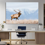 96024025-MGV-CV-36X24-Elk Photography Wall Art Canvas Print, Framed Mountain Wildlife Art Picture Print, Rustic Lodge Decor Perfect Rustic Lodge Decor