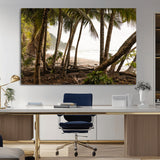 92093951-MGV-CV-36X24-Tropical Jungle Wall Art Canvas Print, Framed Palm Tree Forest Art Picture Print, Coastal Escape Perfect Jungle Retreat Decor