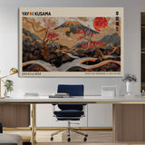 77970791-MGV-CV-36X24-Mount Fuji Golden Abstract Wall Art – Japanese Landscape Canvas Poster, Cherry Blossom & Red Sun Painting, Elegant Zen Oriental