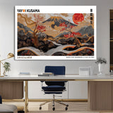 85375874-MGV-CV-36X24-Mount Fuji Abstract Wall Art – Japanese Landscape Canvas Print, Cherry Blossom & Red Sun Painting, Elegant Modern Zen Asian Home