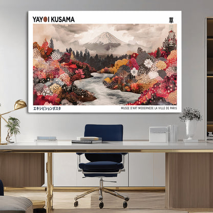 32352074-MGV-CV-36X24-Japanese Landscape Wall Art – Mount Fuji River Canvas Print, Modern Asian Inspired Nature Decor for Living Room, Bedroom, Office