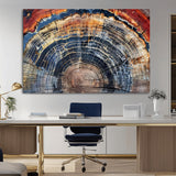 38987581-MGV-CV-36X24-Tree Ring Art Wall Art Canvas Print, Framed Rustic Wall Decor Art Picture Print, Nature Grain Print Perfect Modern Rustic Decor