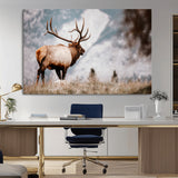 70489411-MGV-CV-36X24-Elk Photography Wall Art Canvas Print, Framed Mountain Wildlife Art Picture Print, Rustic Nature Decor Perfect Rustic Lodge Decor