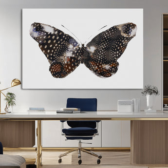 99831147-MGV-CV-36X24-Spotted Butterfly Wall Art Canvas Print, Framed Neutral Insect Theme Art Picture Print, Earthy Wing Pattern Perfect Modern Rustic