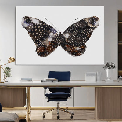 99831147-MGV-CV-36X24-Spotted Butterfly Wall Art Canvas Print, Framed Neutral Insect Theme Art Picture Print, Earthy Wing Pattern Perfect Modern Rustic