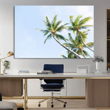 54719115-MGV-CV-36X24-Palm Trees Wall Art Canvas Print, Framed Tropical Aesthetic Art Picture Print, Coastal Serenity Perfect Tropical Minimalist Decor
