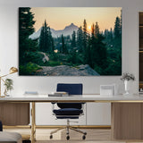 66397982-MGV-CV-36X24-Mountain Landscape Wall Art Canvas Print, Framed Forest Serenity Art Picture Print, Mountain Landscape Perfect Rustic Wilderness