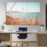 36108696-MGV-CV-36X24-Coastal Grass Wall Art – Serene Ocean View Canvas Print, Beach Nature Photography Decor for Living Room, Bedroom, Office or Modern