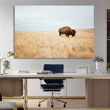 61392510-MGV-CV-36X24-Buffalo Wall Art Wall Art Canvas Print, Framed Western Wildlife Decor Art Picture Print, Rustic Farmhouse Art Perfect Rustic