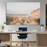 28064037-MGV-CV-36X24-Minimalist Seascape Wall Art Canvas Print, Framed Neutral Beach Print Art Picture Print, Sand Dune Photography Perfect