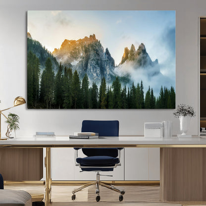 21145440-MGV-CV-36X24-Wilderness Wall Art Wall Art Canvas Print, Framed Nature Landscape Decor Art Picture Print, Misty Forest Photography Perfect