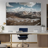 44565953-MGV-CV-36X24-Mountain Landscape Wall Art Canvas Print, Framed Snowy Peaks Art Picture Print, Rugged Highlands Perfect Rustic Adventure Decor