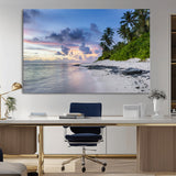 75045485-MGV-CV-36X24-Tropical Beach Wall Art Canvas Print, Framed Sunset Glow Art Picture Print, Palm Tree Coast Perfect Tropical Coastal Decor Artwork