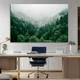 45265379-MGV-CV-36X24-Misty Forest Wall Art – Green Mountain Pine Tree Landscape Canvas Print, Nature Photography Artwork Home Decor for Bedroom, Living