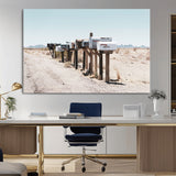 54616109-MGV-CV-36X24-Desert Mailboxes Wall Art – Rustic Rural Roadside Photography Canvas Print, American Southwest Landscape Home Decor for Living