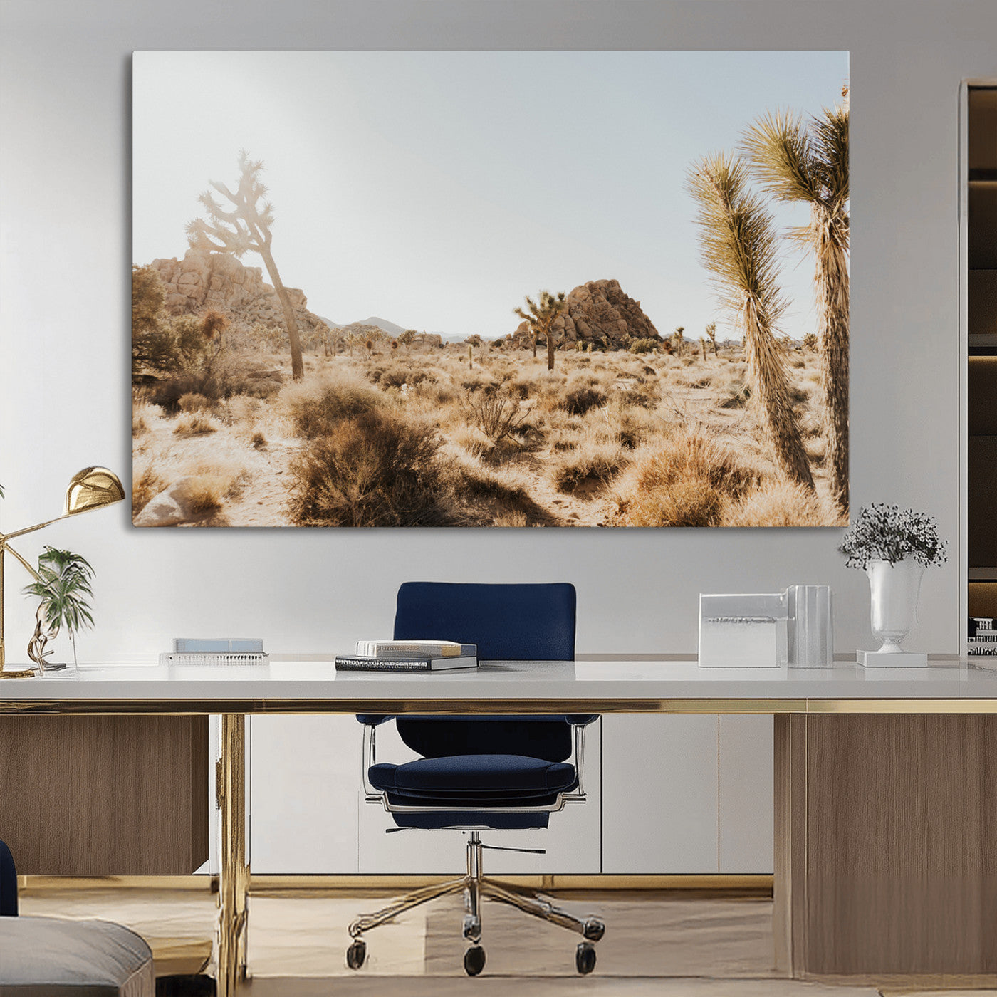 62783269-MGV-CV-36X24-Joshua Tree Wall Art – Desert Landscape Photography Canvas Print, Southwest Nature Artwork Rustic Home Decor for Living Room,