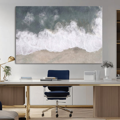 10072982-MGV-CV-36X24-Abstract Ocean Wave Wall Art – Coastal Beach Canvas Print, Minimalist Seascape Painting, Modern Ocean Inspired Artwork for Living