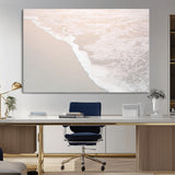 28414510-MGV-CV-36X24-Ocean Shoreline Wall Art – Minimal Coastal Beach Canvas Print, Soft Sea Foam and Sand Photography Artwork, Relaxing Nautical Decor
