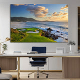 50107048-MGV-CV-36X24-Golf Course Wall Art – Coastal Ocean View Canvas Print, Scenic Fairway Landscape Decor for Office, Man Cave, Bedroom, or Living