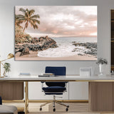 14214613-MGV-CV-36X24-Tropical Beach Wall Art – Palm Tree and Ocean Sunset Canvas Print, Relaxing Coastal Landscape Decor for Living Room, Bedroom, or