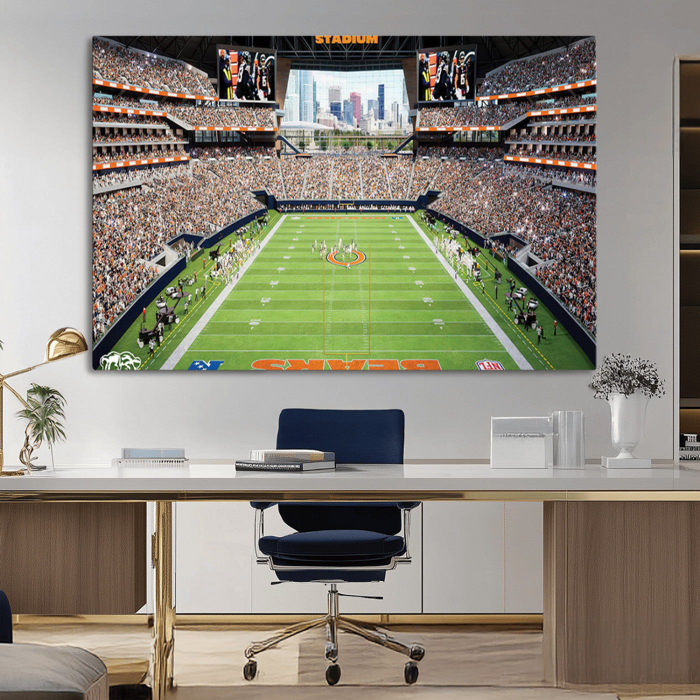 76935553-MGV-CV-36X24-Football Stadium Wall Art – Panoramic Game Day Canvas Print, Sports Decor for Man Cave, Office, Bar, or Living Room