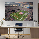 98106777-MGV-CV-36X24-Soldier Field Wall Art – Chicago Bears Stadium Canvas Print with American Flag, Game Day Football Decor for Man Cave, Bar, or