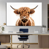 637908607-MGV-FC-93X47-3P_Black-Highland Cow Wall Art Print – Rustic Farmhouse Animal Portrait, Scottish Highland Cattle Canvas, Modern Country Wall Decor for