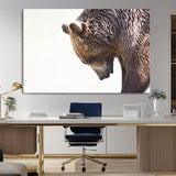 14405507-MGV-CV-36X24-Bear Wall Art – Wildlife Canvas Print with Rustic Animal Portrait and Minimalist Background, Nature Inspired Photography for