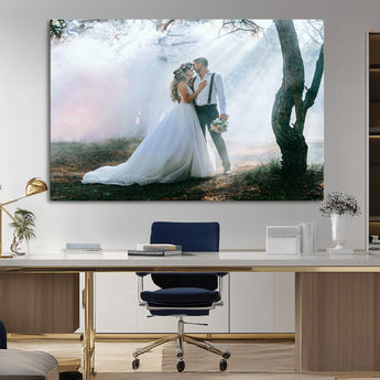CSTM913-MGV-CV-36X24-Framed Wedding Canvas Print - Custom Wall Art Keepsake for Couples, Elegant Home Decoration Gift, Create Your Own Photo Canvas