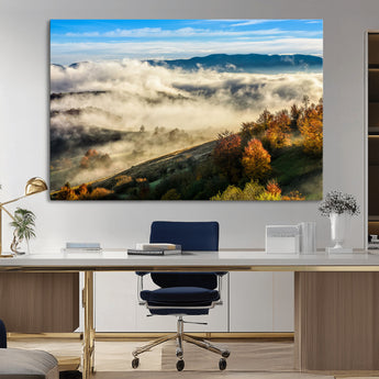 21551192-MGV-CV-36X24-Landscape Wall Art – Autumn Mountain View Canvas Print, Scenic Nature Photography Decor for Bedroom, Living Room, Office, Cabin or