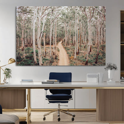 24760563-MGV-CV-36X24-Forest Wall Art – Tranquil Woodland Path Canvas Print, Scenic Nature Photography Decor for Bedroom, Living Room, Office, Cabin or