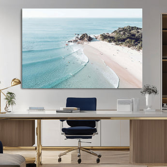 79395467-MGV-CV-36X24-Coastal Wall Art – Aerial Beach Canvas Print, Ocean Waves and Sandy Shore Photography Decor for Bedroom, Living Room, Office,