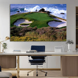 22776914-MGV-CV-36X24-Golf Course Wall Art – Oceanfront Green Canvas Print, Coastal Pebble Beach Photography Sports Decor for Living Room, Office, Man