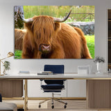 68411138-MGV-CV-36X24-Farmhouse Wall Art – Highland Cow Canvas Print, Rustic Country Cattle Photography Decor for Bedroom, Living Room, Office, Ranch,