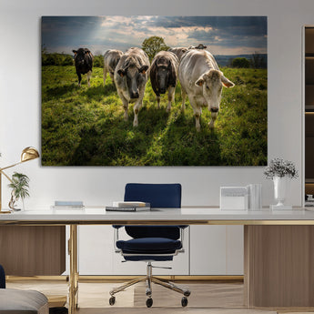 67277447-MGV-CV-36X24-Farmhouse Wall Art – Herd of Cows Canvas Print, Rustic Country Pasture Photography Decor for Bedroom, Living Room, Office, Ranch,
